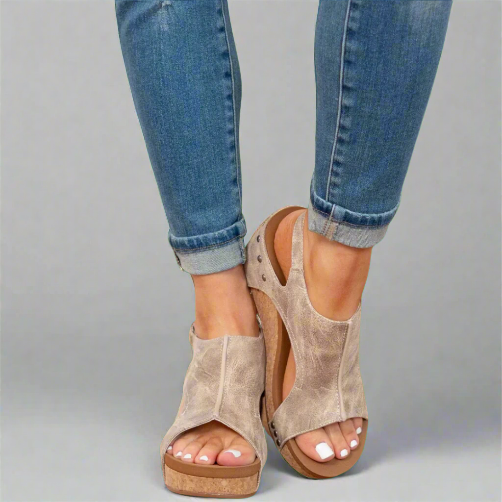 Comfort cork wedge sandals for women | Kenna