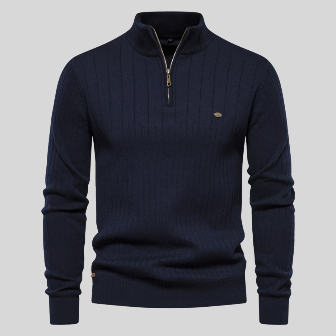 Ribbed Zip Neck Sweater Cozy for Men | Corin
