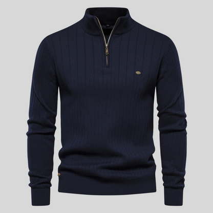 Ribbed Zip Neck Sweater Cozy for Men | Corin