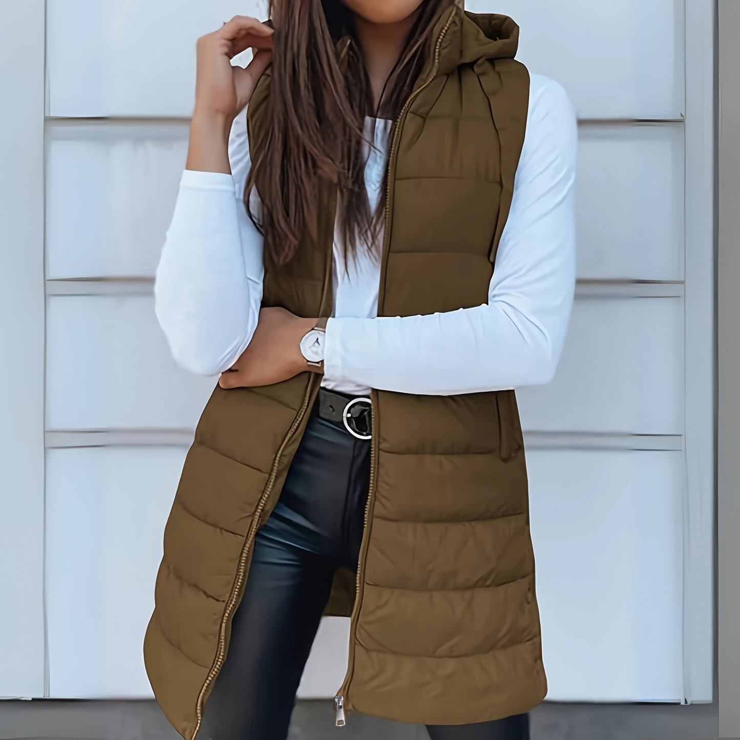 Long Quilted Hooded Gilet Stylish for Women | Arlisse