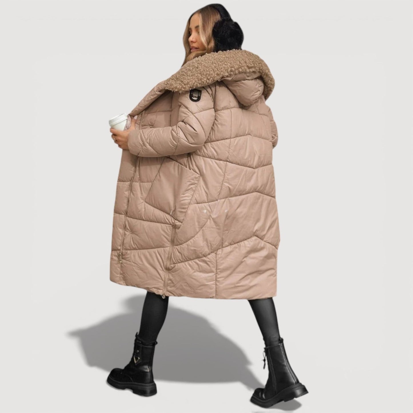 Warm classic longline puffer coat for women | Hilda -6