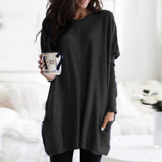Relaxed Long Sleeve Pocket Tunic Stylish For Women | Mirelith
