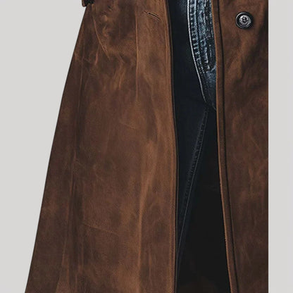 Elegant suede tailored trench coat for women | Carmen - 7