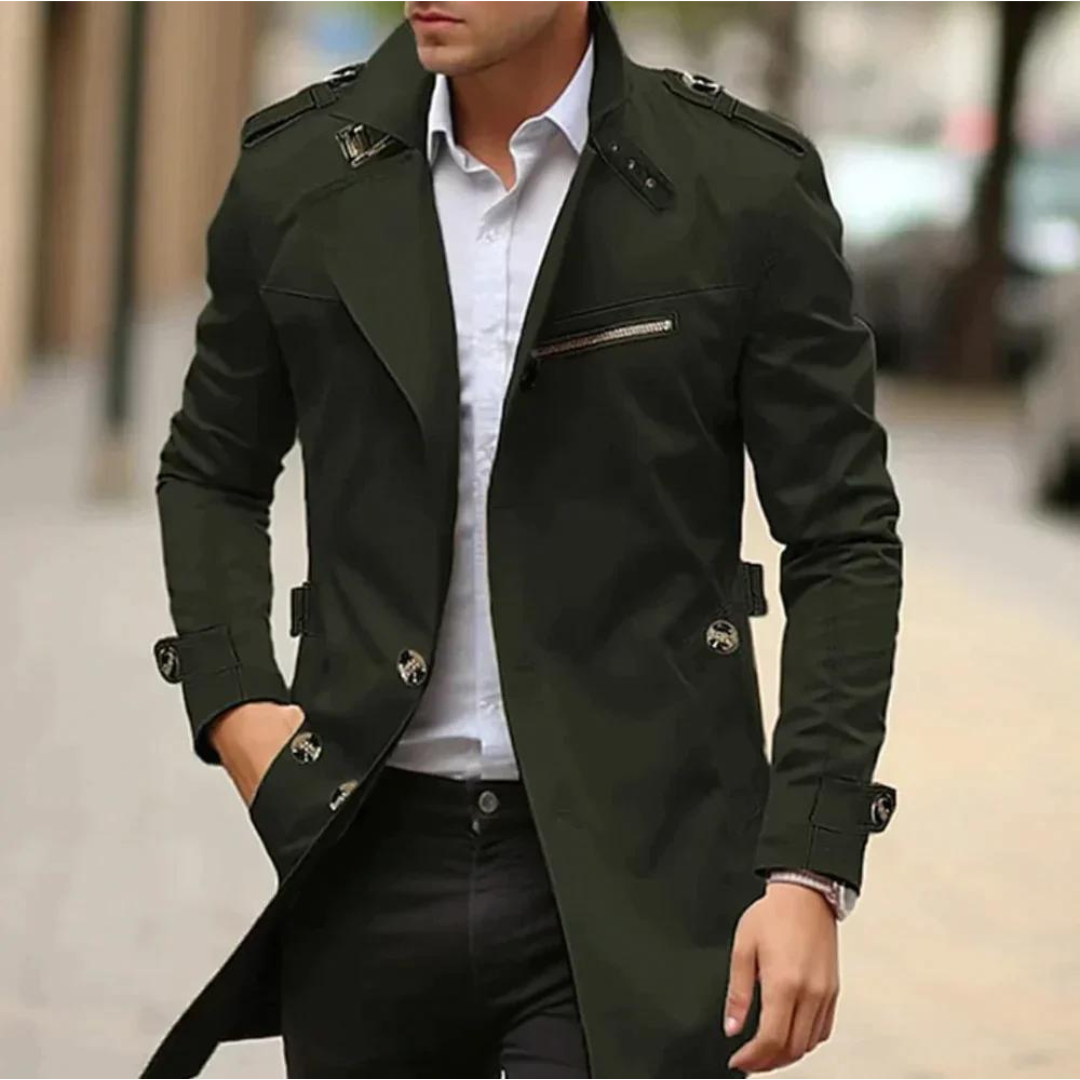 Classic Double Breasted Trench Coat Stylish For Men | Alarion