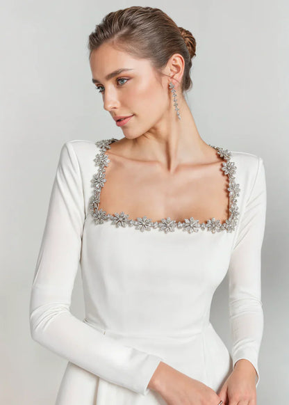 Elegant drape-neck velvet dress for women | Willow - 10
