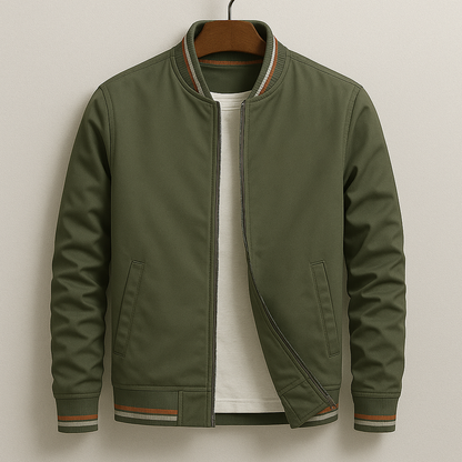Striped Trim Zip-Up Jacket Stylish For Men | Grayson