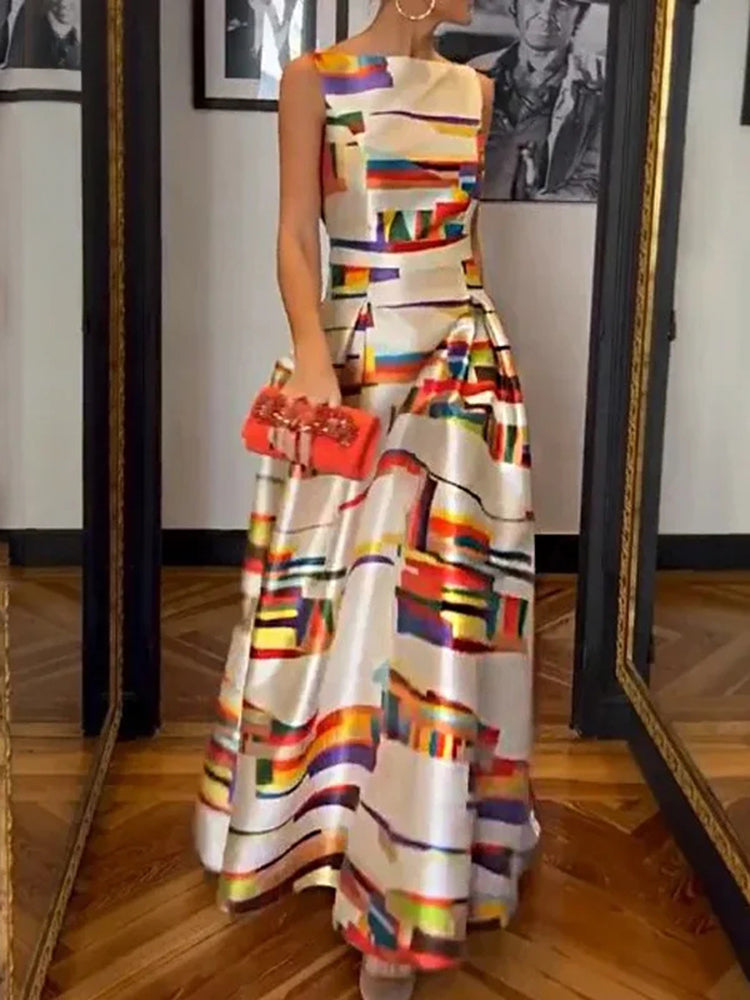 Geometric Print Sleeveless Dress Chic For Women | Isabel