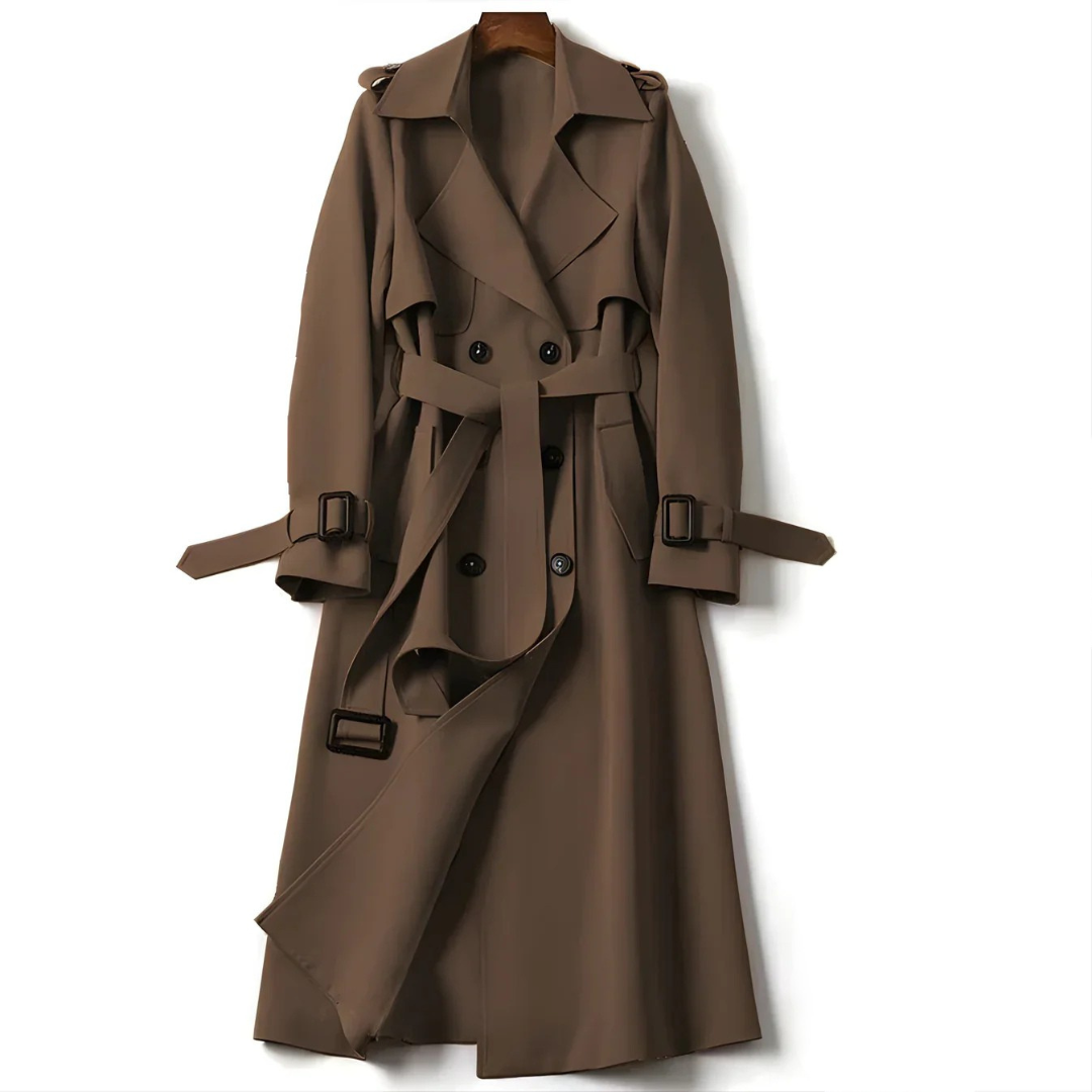Belted Double Breasted Trench Coat Stylish for Women | Elara