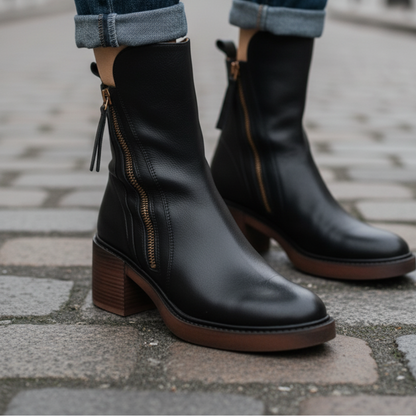 Classic elegant heeled leather ankle boots for women | Valorine -5