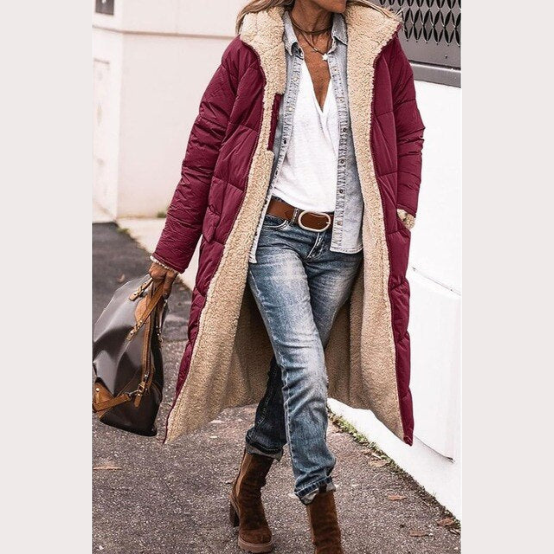 Elegant reversible everyday two-look coat for women | Amelia -5