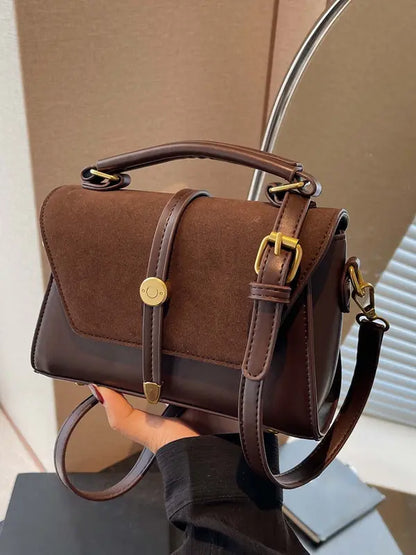 Trendy Contrast Stitching Small Square Shoulder Bag Chic For Women | Liorenna