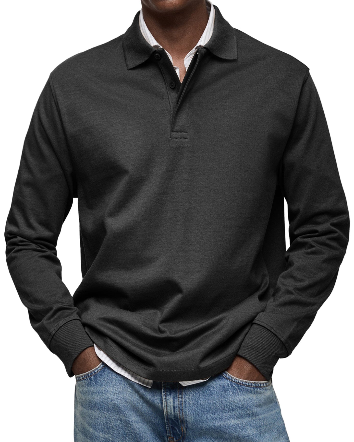 Classic Long Sleeve Polo Shirt Refined For Men | Tristan