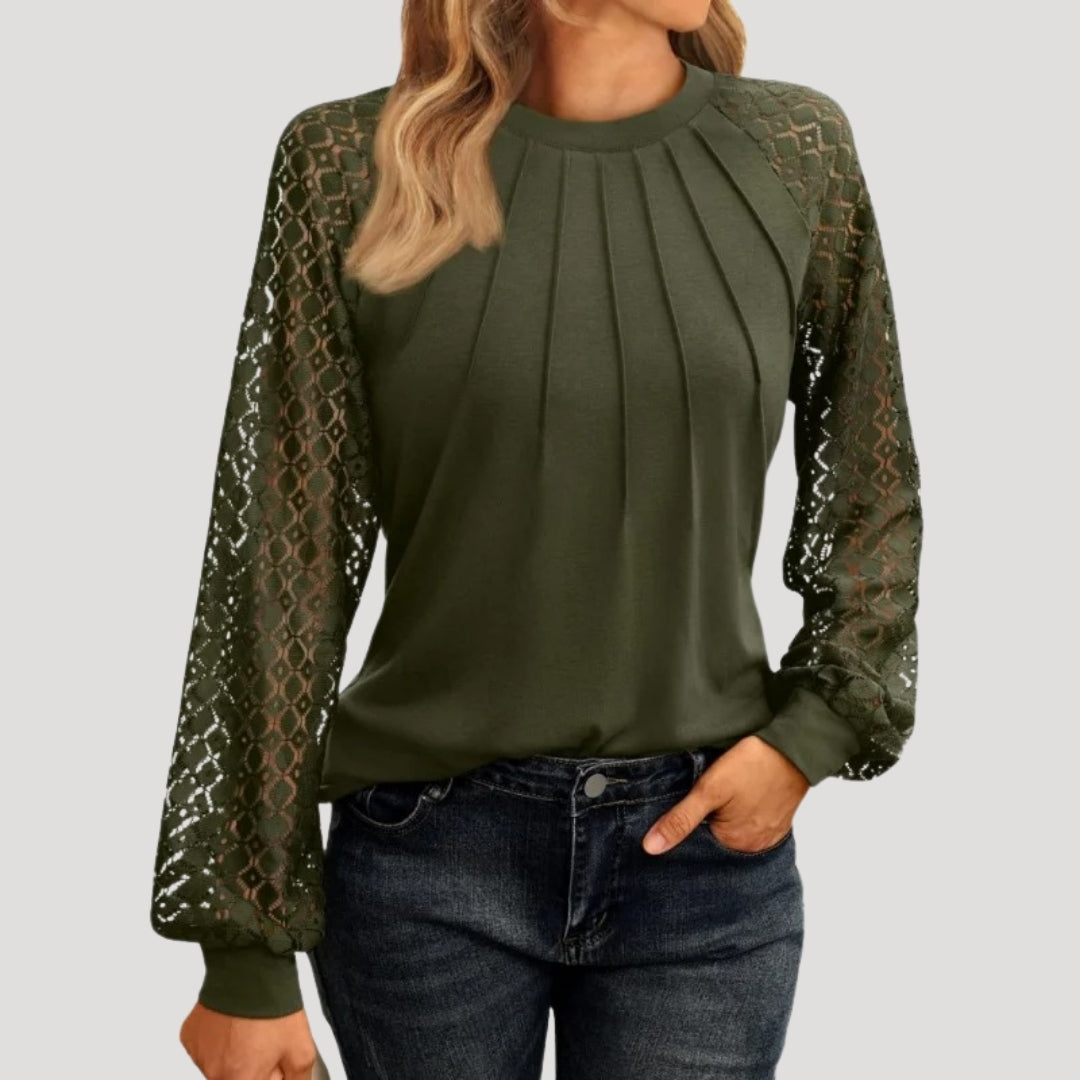 Classic ruffled long-sleeve blouse for women -6