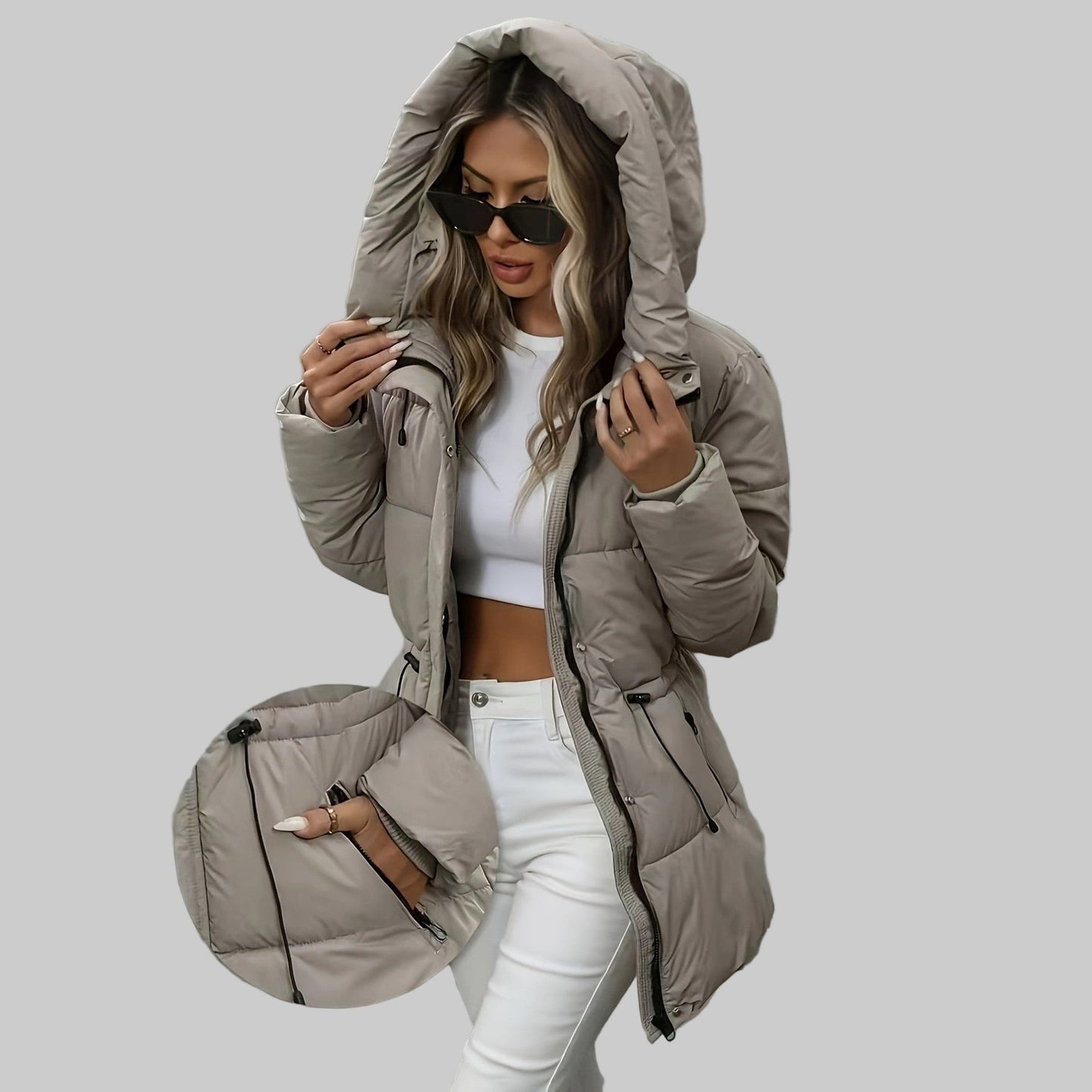 Elegant oversized hooded winter parka for women | Aurora -1