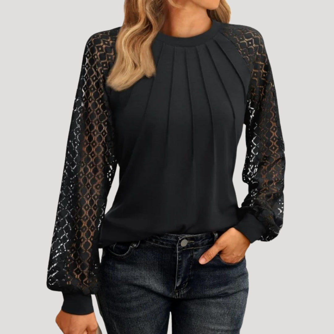 Classic ruffled long-sleeve blouse for women -8