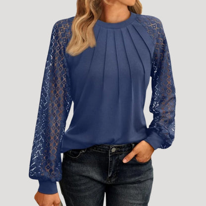 Classic ruffled long-sleeve blouse for women -9