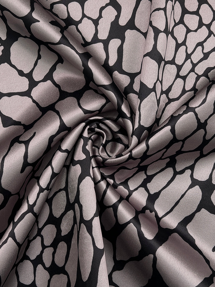 Long-sleeve contrast snakeskin print lapel blouse for women - 7