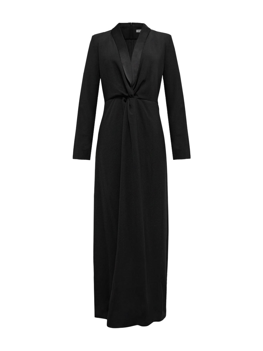 Long-sleeve skinny deep V-neck solid maxi dress for women - 8