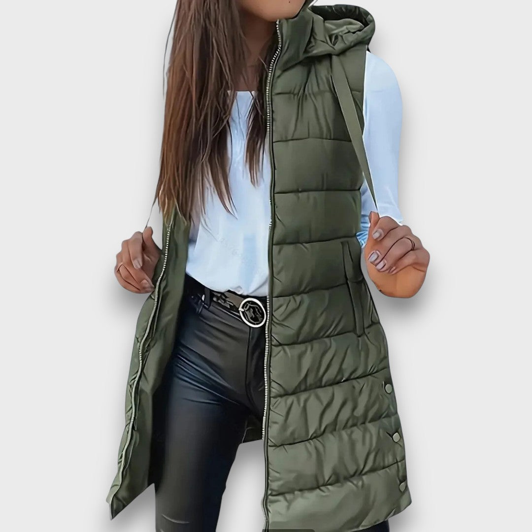 Warm hooded sleeveless puffer gilet for women | Kaira - 4