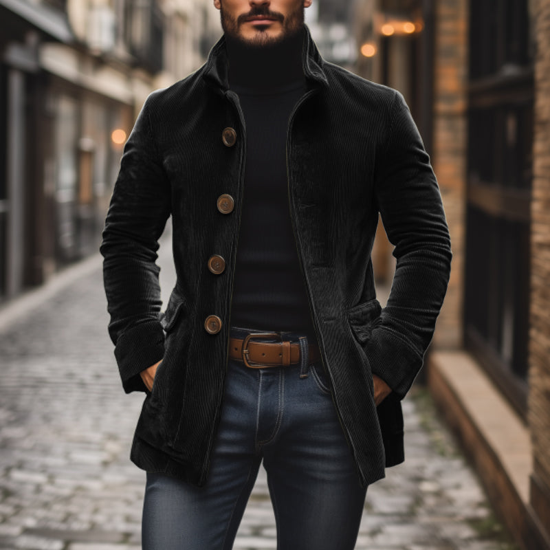 Smart corduroy slim-fit coat for men | Emerson - 12