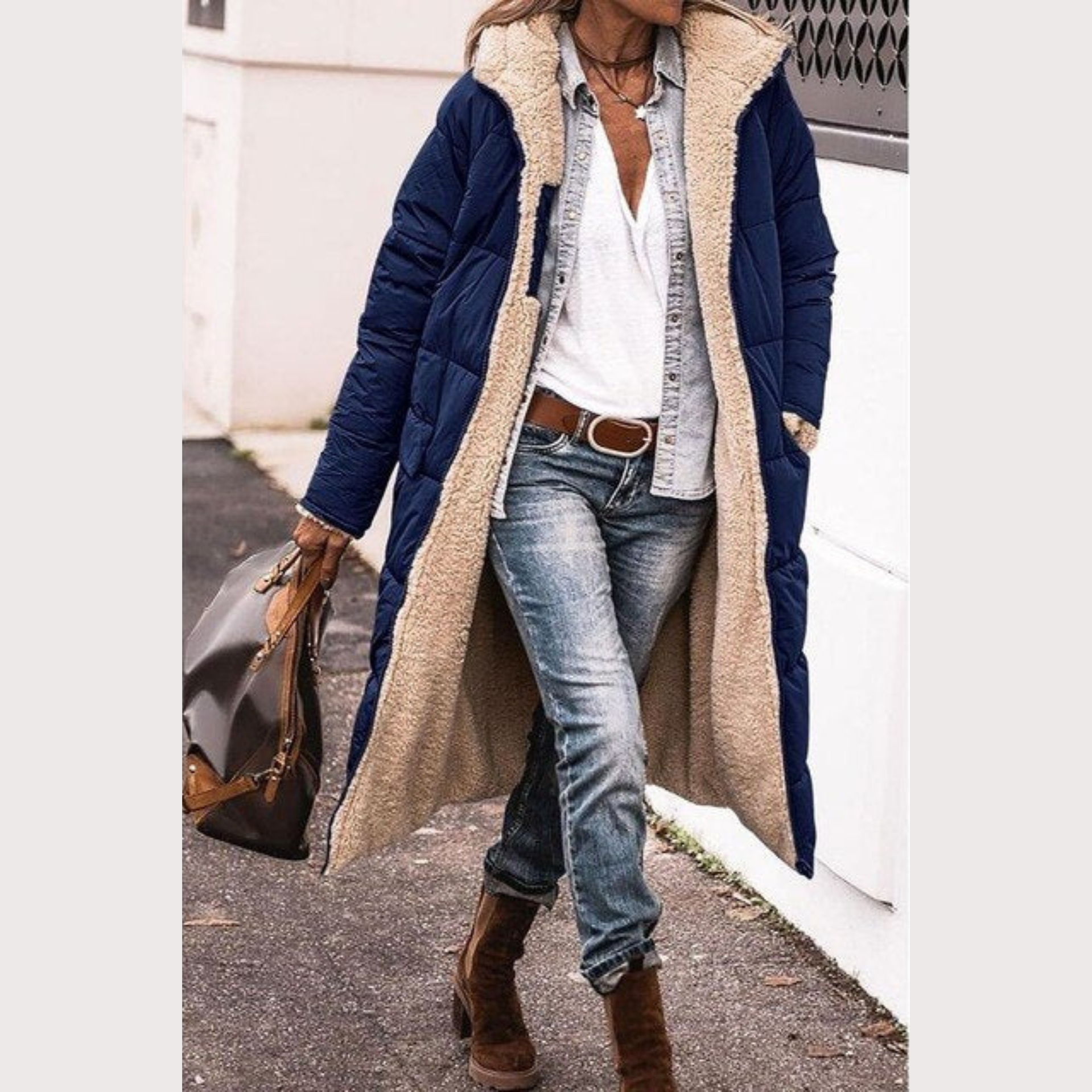Elegant reversible everyday two-look coat for women | Amelia -4
