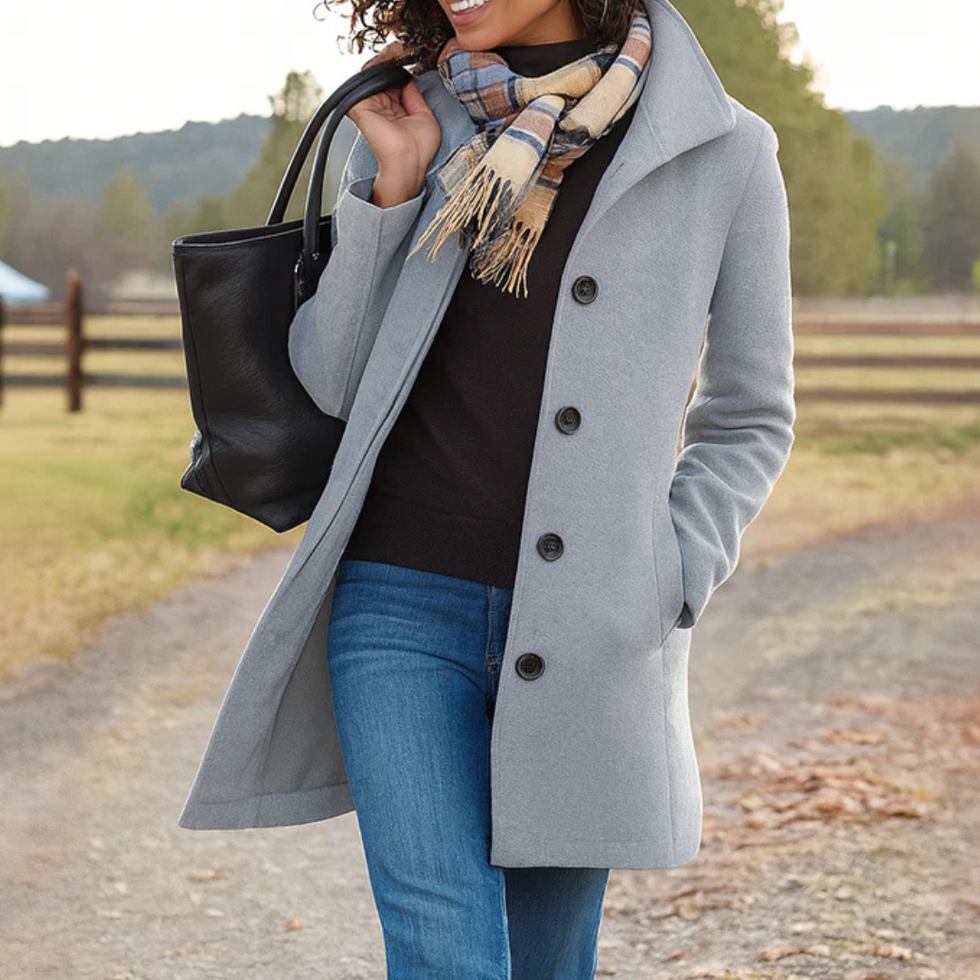 Classic Button Front Heritage Coat Stylish For Women | Emilia
