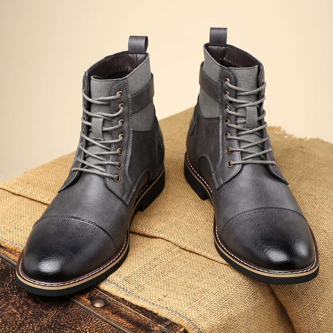 Classic lace-up leather-look boots for men | Xavier -6