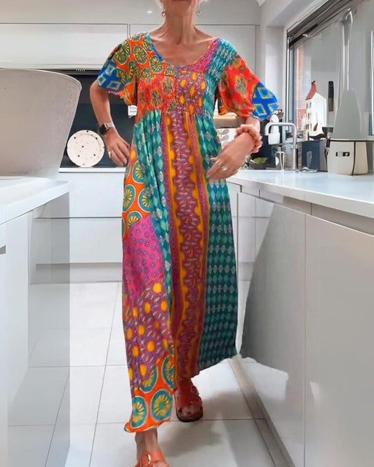 Colourful bohemian everyday casual dress for women | Corinne -1