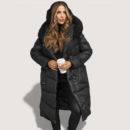 Warm longline insulated puffer coat for women | HILDA - 3