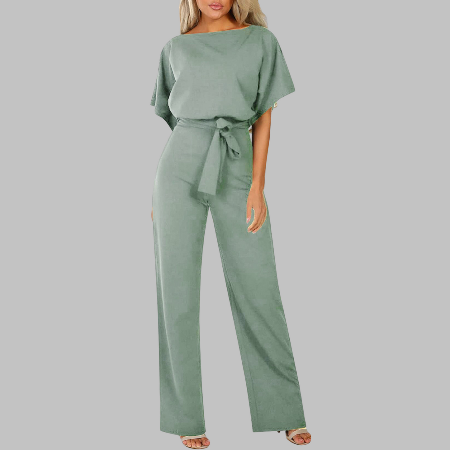 Casual Tie Front Batwing Sleeve Jumpsuit Chic For Women | Elanora