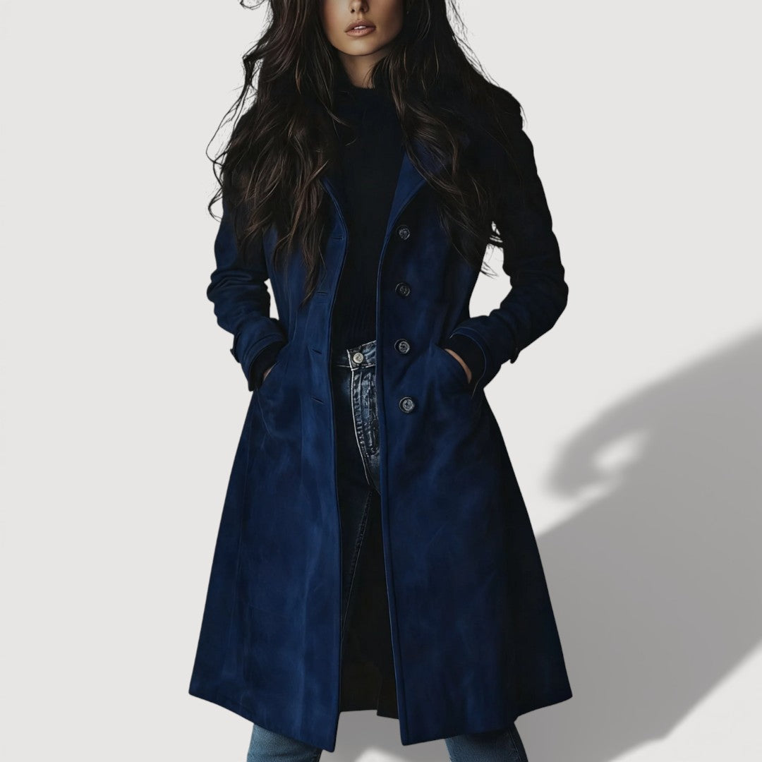 Elegant suede tailored trench coat for women | Carmen - 2