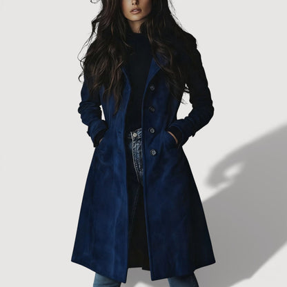 Elegant suede tailored trench coat for women | Carmen - 2