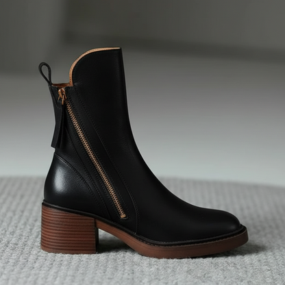 Classic elegant heeled leather ankle boots for women | Valorine -11