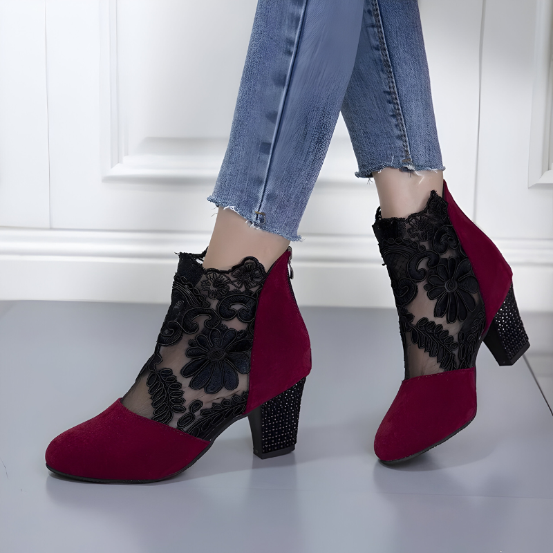 Classic block heel ankle boots for women | Margarith -8