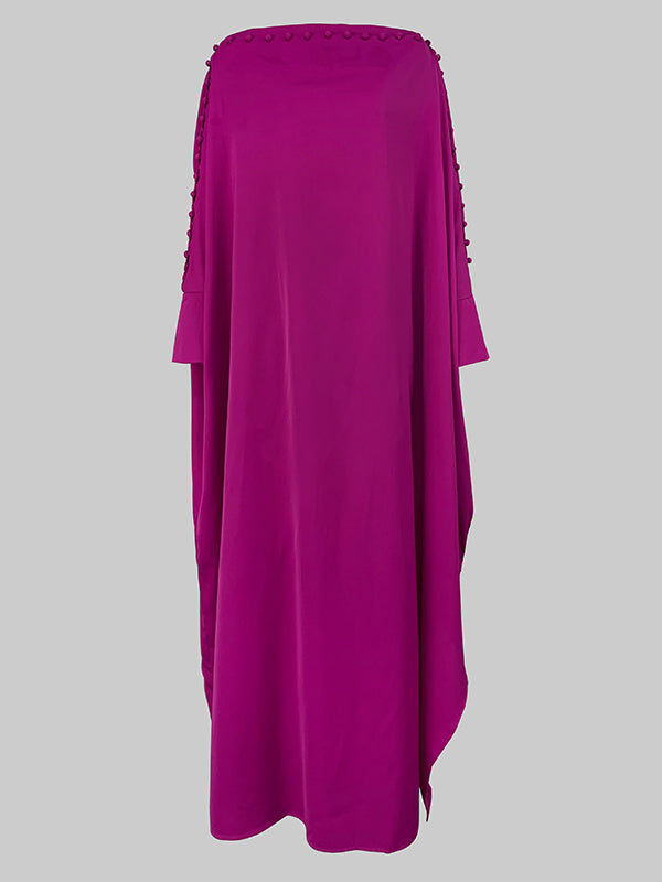 H-line loose buttoned solid-colour maxi dress for women - 13