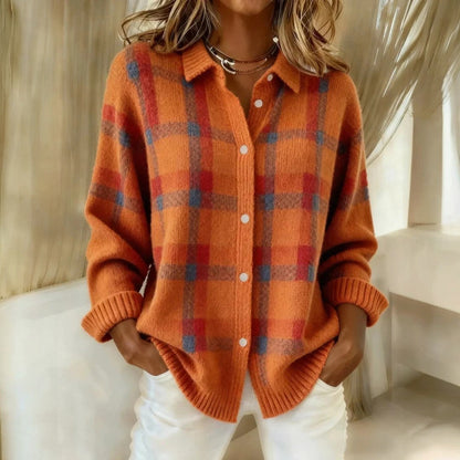 Relaxed Check Button Front Sweater Cozy For Women | Lanie