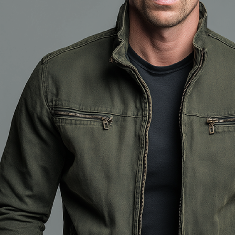 Vintage-inspired zip-up casual jacket for men | Denvera -4