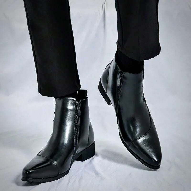 Elegant heeled leather-look dress boots for women | Samuel Thatcher -10