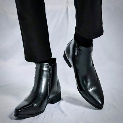 Elegant heeled leather-look dress boots for women | Samuel Thatcher -10