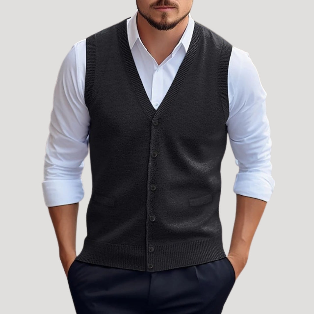 Elegant double-breasted classic coat for men -2