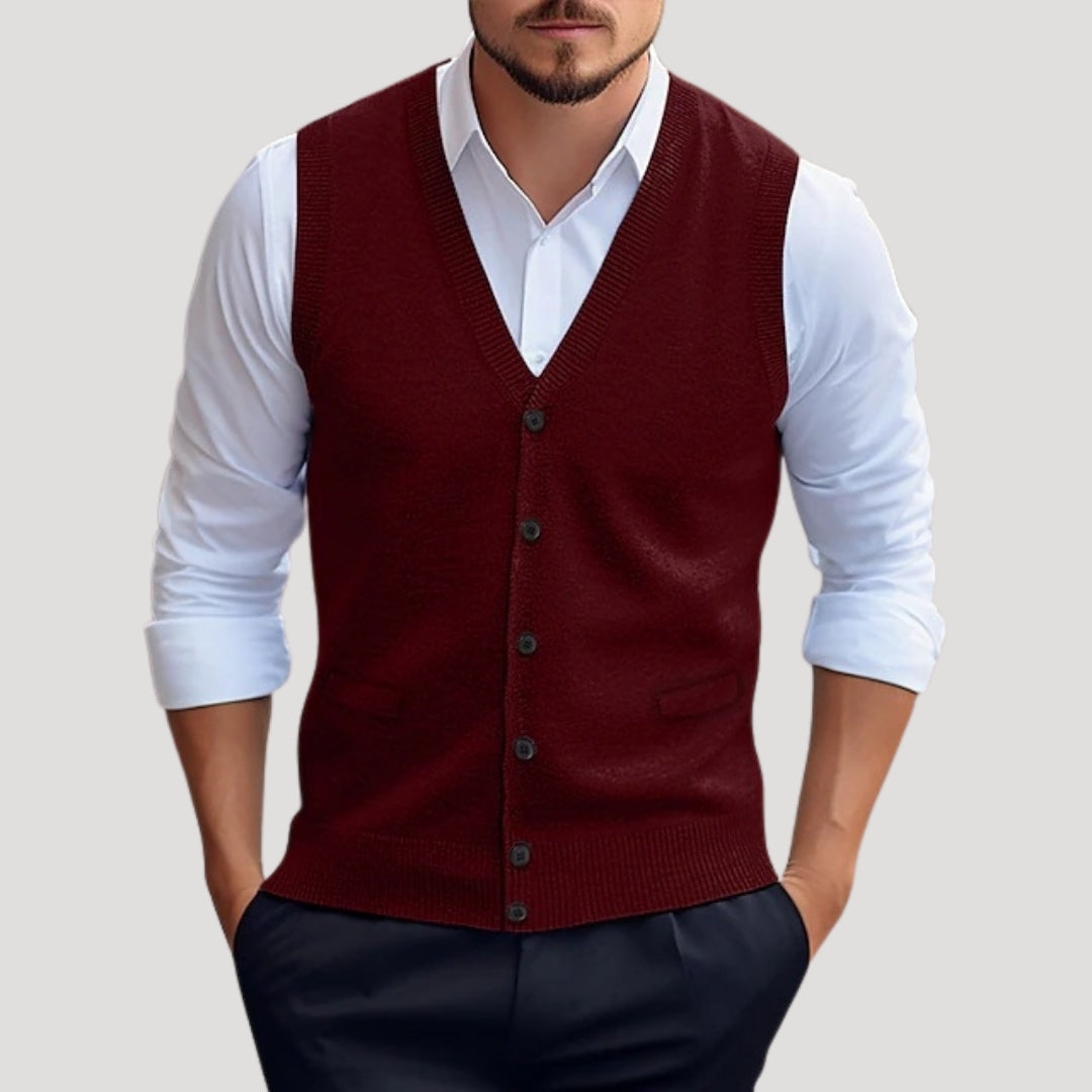 Elegant double-breasted classic coat for men -3