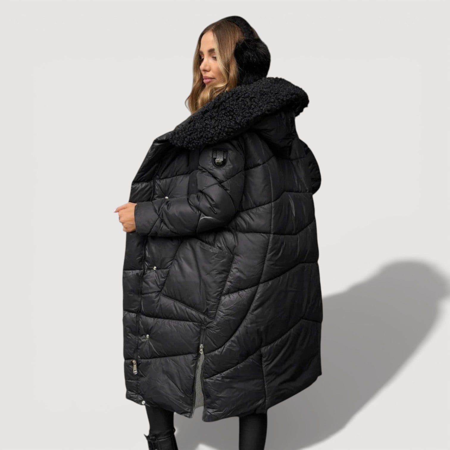 Warm longline insulated puffer coat for women | HILDA - 7
