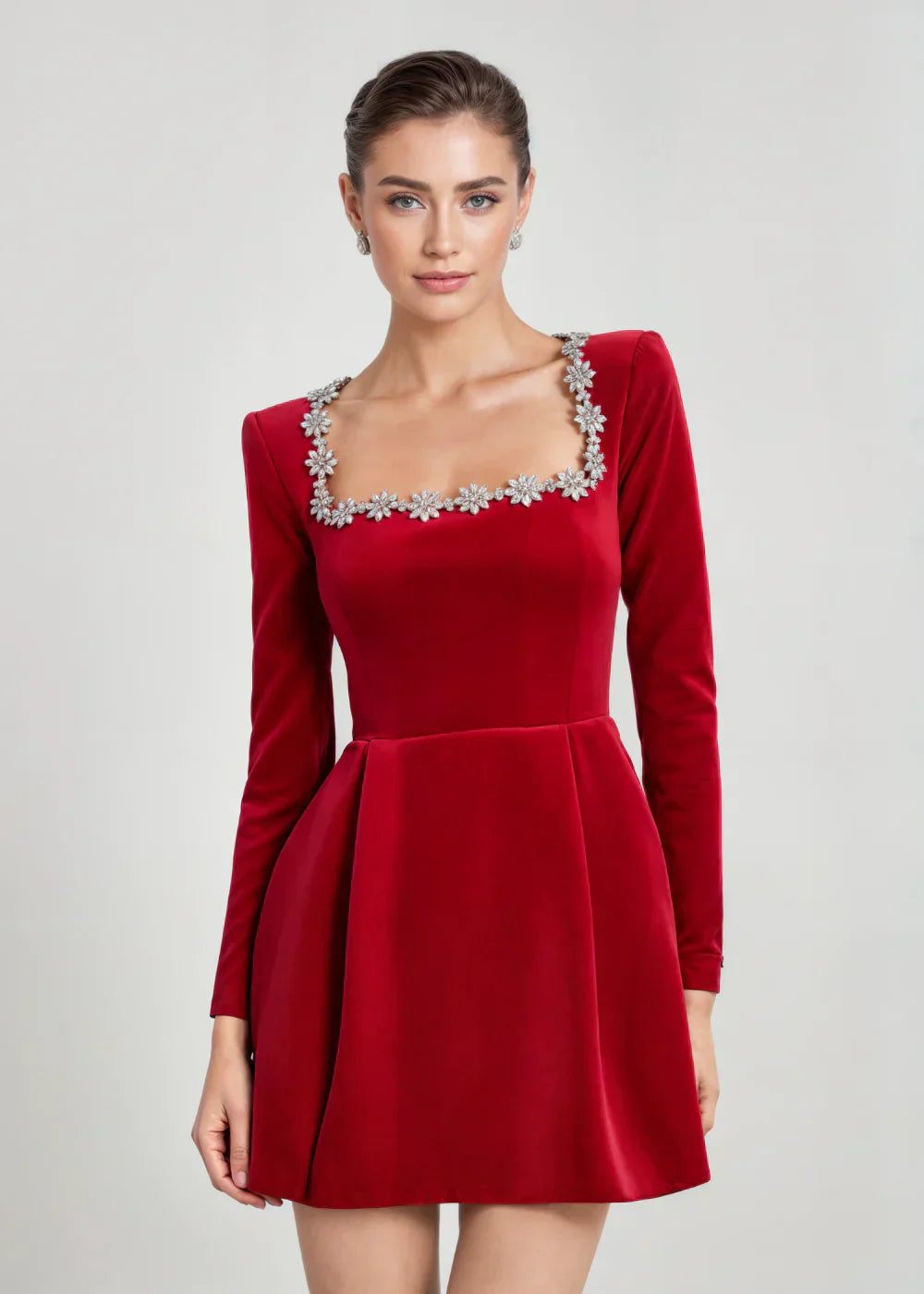 Elegant drape-neck velvet dress for women | Willow - 6