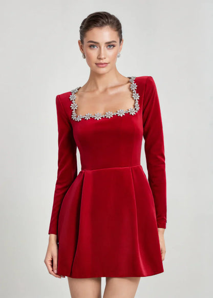 Elegant drape-neck velvet dress for women | Willow - 6