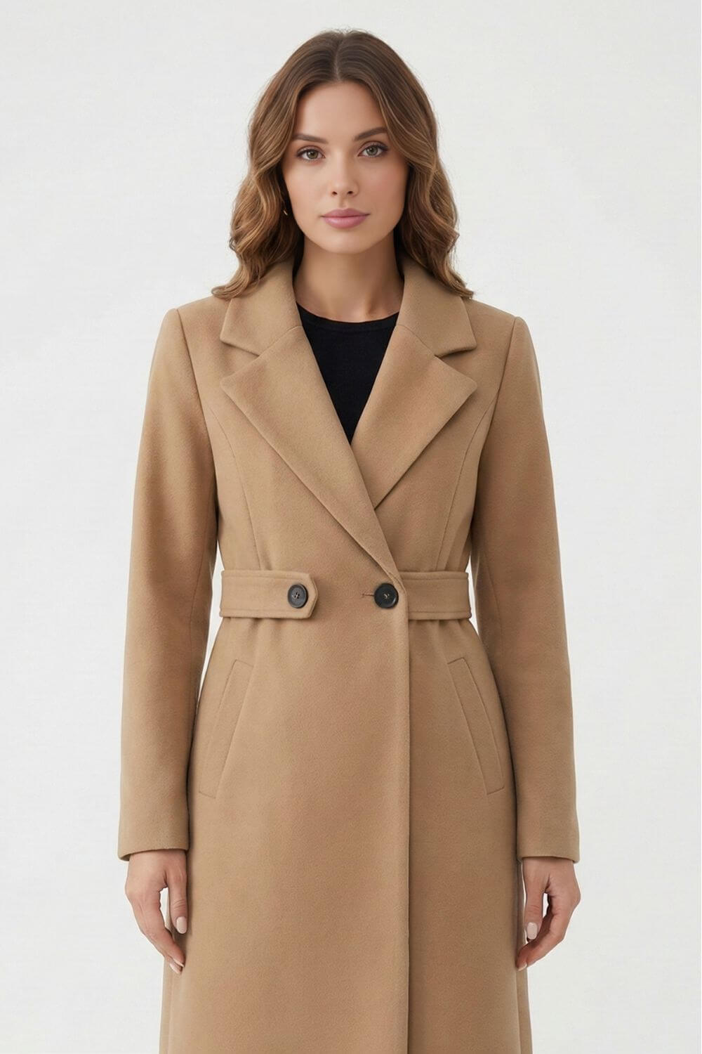 Elegant long coat with streamlined silhouette for women | Caurelle