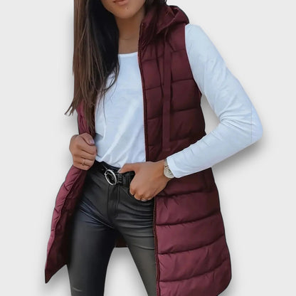 Warm hooded sleeveless puffer gilet for women | Kaira - 5