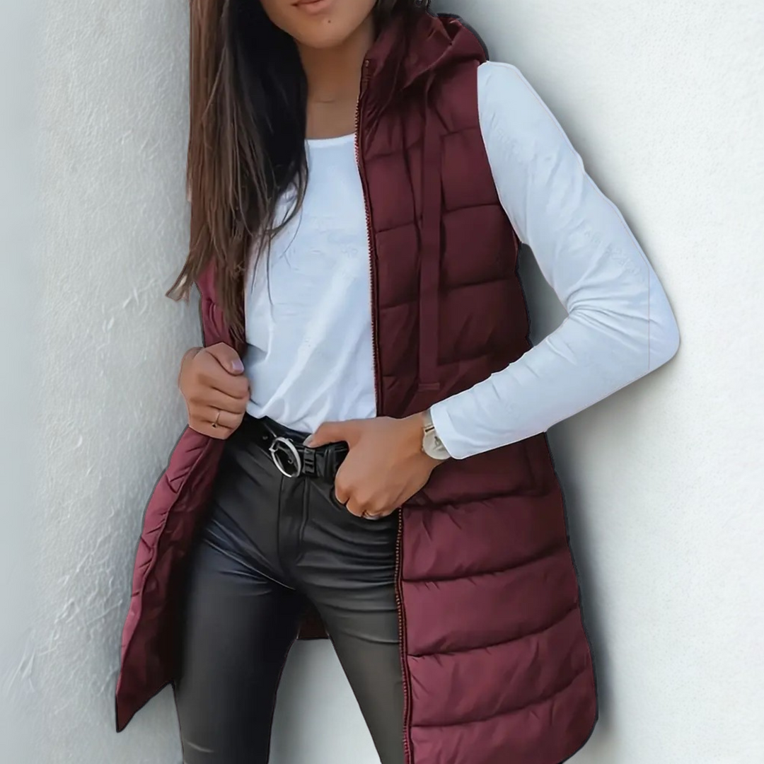 Long Quilted Hooded Gilet Stylish for Women | Arlisse