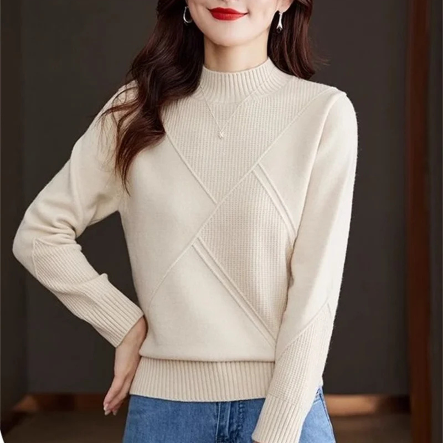 Ribbed Mock Neck Sweater Cozy For Women | Elowenna