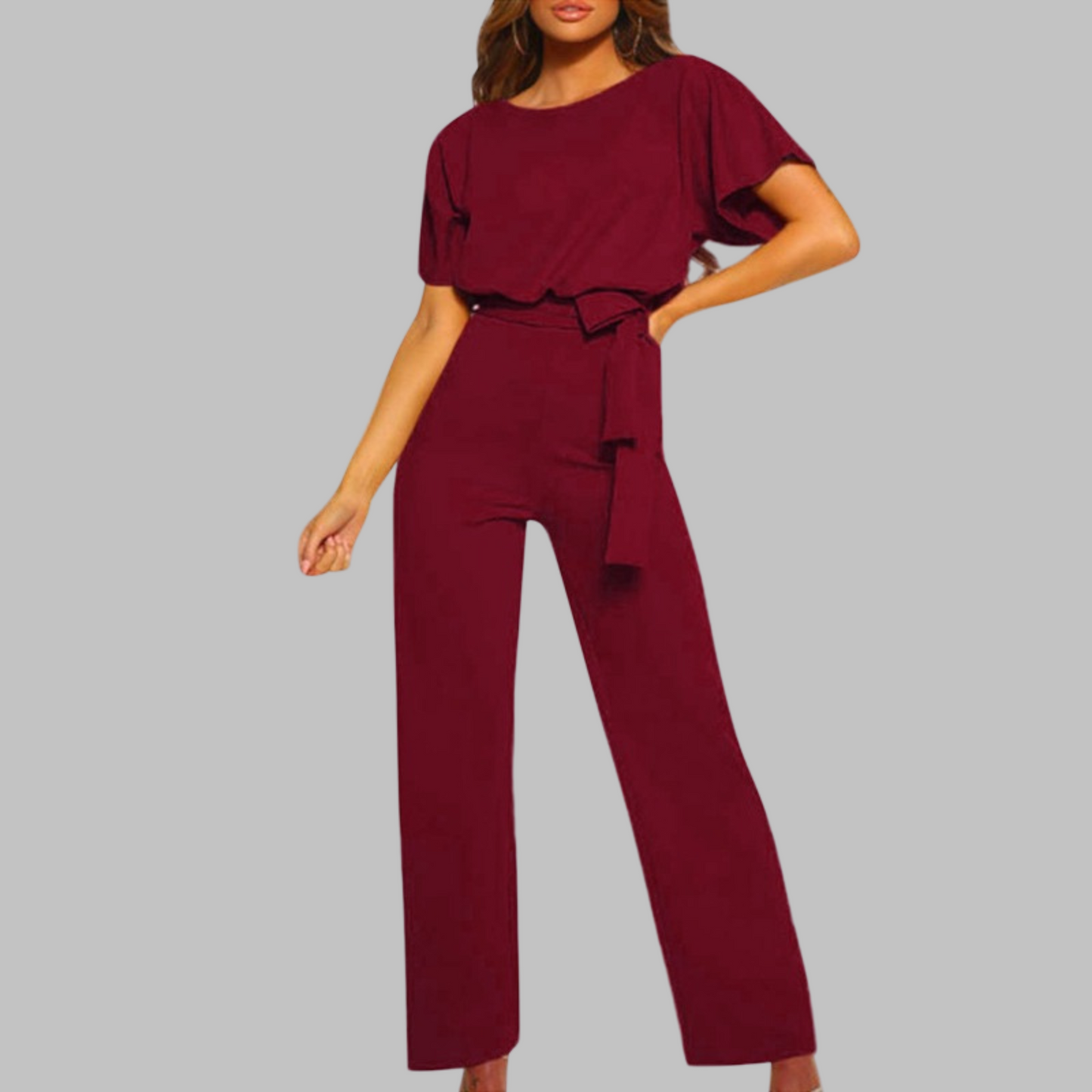 Casual Tie Front Batwing Sleeve Jumpsuit Chic For Women | Elanora