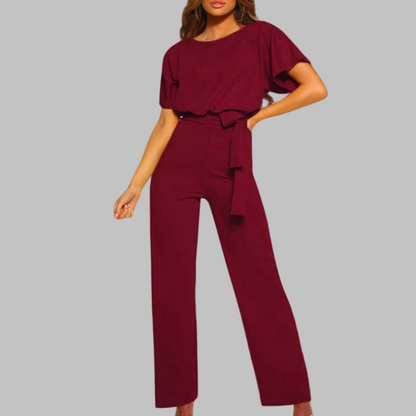 Casual Tie Front Batwing Sleeve Jumpsuit Chic For Women | Elanora